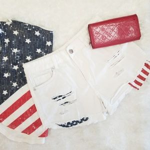 Refuge USA white jeans distressed shorts size 4